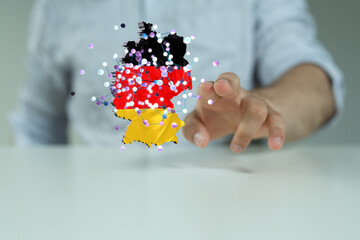 Abstract of germany map network, internet and global connection concept, Wire Frame 3D mesh...