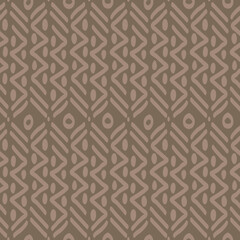Brown seamless geometric pattern background. Folk art design. Vector illustration.
