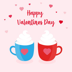 Valentine hot chocolate with cream. Two cups for her and for him.