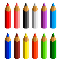 Colored pencil set flat vector isolated illustration
