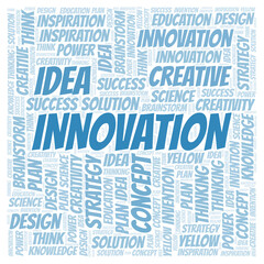 Innovation typography word cloud create with the text only.