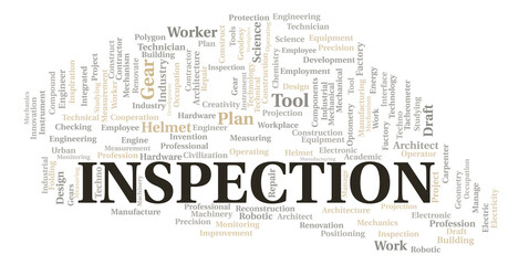 Inspection typography word cloud create with the text only