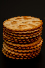 Stack of crackers with the Mediterranean Sea salt