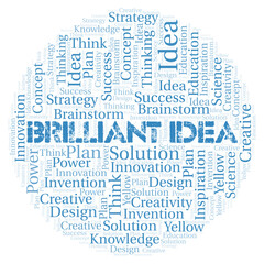 Obraz premium Brilliant Idea typography word cloud create with the text only.