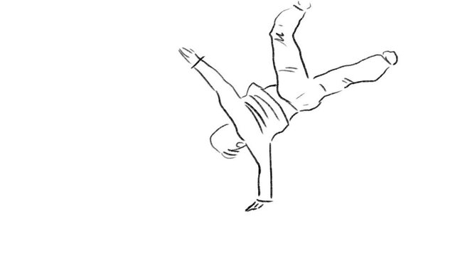 Classic animation of elements of the dance direction: break dance. Rotations on the floor