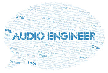 Audio Engineer typography word cloud create with the text only