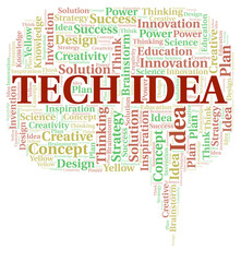 Tech Idea typography word cloud create with the text only.