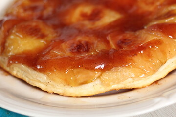 Freshly baked pie. Making Apple Tarte Tatin with Cinnamon Series.