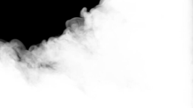 Pack of five smoke transitions. Mist, fog, vapor floating on black background. Atmospheric Haze effect. Luma Matt. Screen mode for blending. Stream, cloud motion. Realistic 4K footage