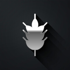 Silver Hop icon isolated on black background. Long shadow style. Vector Illustration.