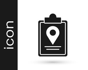 Grey Folded map with location marker icon isolated on white background. Vector Illustration.