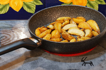 country style fried potatoes with sunflower oil