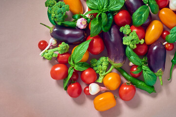 Fototapeta na wymiar Flat lay composition with fresh vegetables.