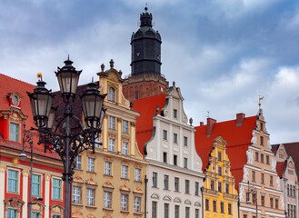 Obraz premium Wroclaw. Old colorful houses in the historical part of the city.