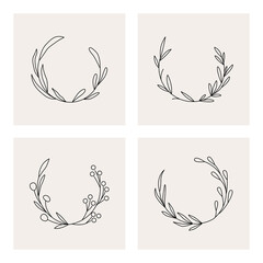 Botanical wreath element for branding, wedding, invitation, greeting cards, christmas design