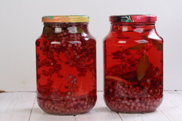 glass jar of preserved cherries