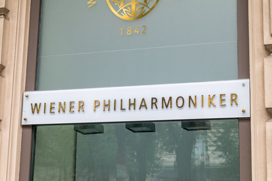 Vienna, Austria - August 30, 2020: Vienna Philharmonic (VPO; German: Wiener Philharmoniker) sign. Vienna Philharmonic is an orchestra considered to be one of the finest in the world.