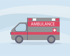 Ambulance transports patients. The concept of emergency medical care and health care. Vector flat illustration of a car.