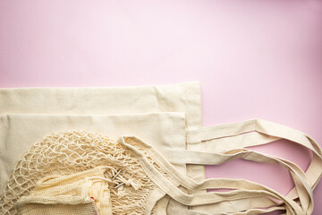 Zero waste conception, cotton bags for free plastic shopping