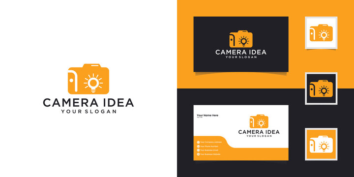 camera bulb with negative space light bulb design template and business card
