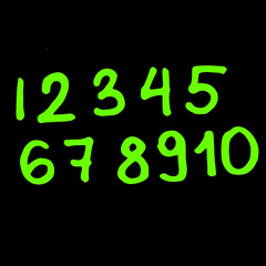 set numbers.  Hand drawn vector illustration. Sweet element for greeting cards, posters, stickers and seasonal design. Isolated on black background