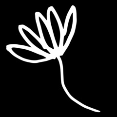 doodle plant.  Hand drawn vector illustration. Sweet element for greeting cards, posters, stickers and seasonal design. Isolated on black background