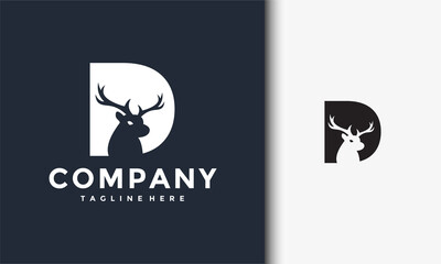 initials D deer logo