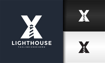 letter X lighthouse logo