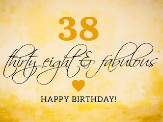 Retro happy birthday card illustration