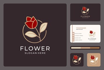 inspiration flower, floral, nature logo design with business card.