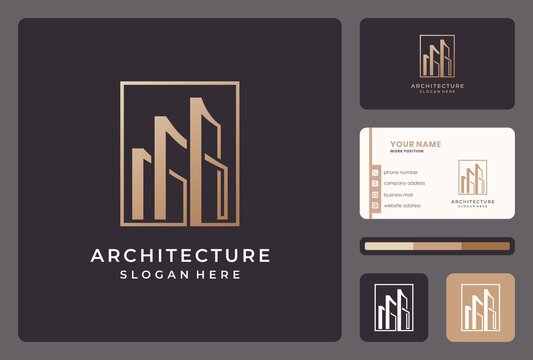inspiration architecture, building, real estate logo design with business card.