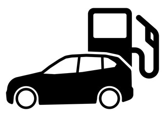 gz962 GrafikZeichnung - german - Kraftstoff - Zapfventil für Autos / Tankstelle / Zapfsäule - english - empty fuel tank icon. - gasoline nozzle - car side view - simple template - g10014