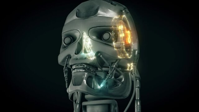 Futuristic Humanoid Robot Head. High quality 4k footage