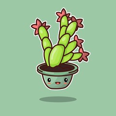 cute doodle christmas cactus succulent illustration, good for sticker, element design, etc