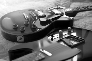  Electric guitar macro abstract black and white