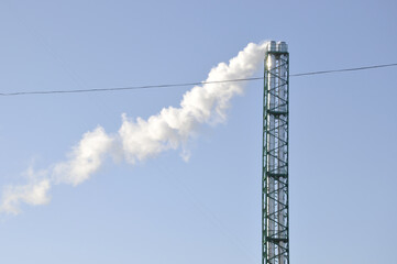 The pipe from which steam, smoke comes out