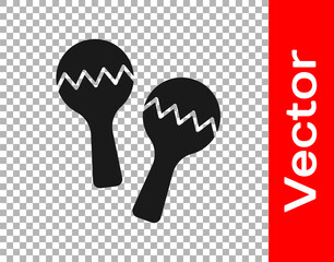 Black Maracas icon isolated on transparent background. Music maracas instrument mexico. Vector.