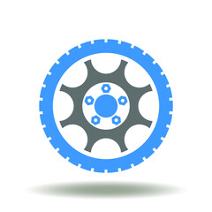 Tire Rim Car Tuning Vector Icon. Fitting auto wheel symbol. Auto service vulcanization garage illustration.