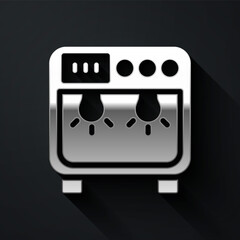 Silver Biosafety box icon isolated on black background. Long shadow style. Vector.