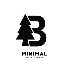 Letter e pine tree initial logo design
