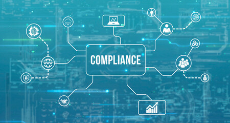 Internet, business, Technology and network concept.Compliance Rules Law regulation policy.