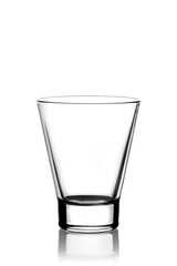 Glass glass with reflection on a white background