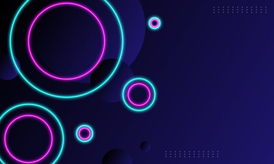 Blue and pink neon circle with light effect background.