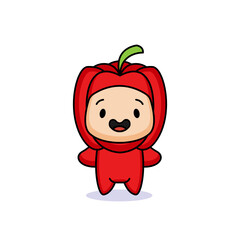 Cute kids with vegetable costume illustration
