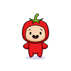 Cute kids with vegetable costume illustration
