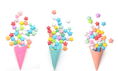 Paper cones with lucky paper stars