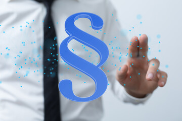 Businessman using 3D rendering digital paragraph law symbol