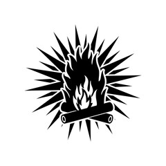 Campfire with firewood icon isolated on white background