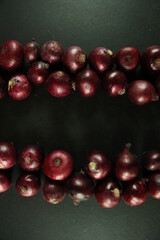 sweet red onions on background