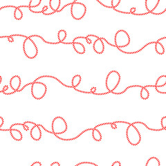 Red and white candy cane garland seamless christmas pattern. Happy New Year and Merry Christmas background. Vector winter holidays print for textile, wallpaper, fabric, wrapping, greeting cards design